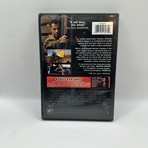 Broken Arrow DVD John Travolta Christian Slater 1996 Action Thriller - Picture 3 of 4